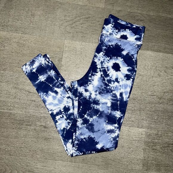 Peach Love California, Blue & White Tie Dyed Boho Hippy Leggings, Women’s Small - Picture 11 of 11